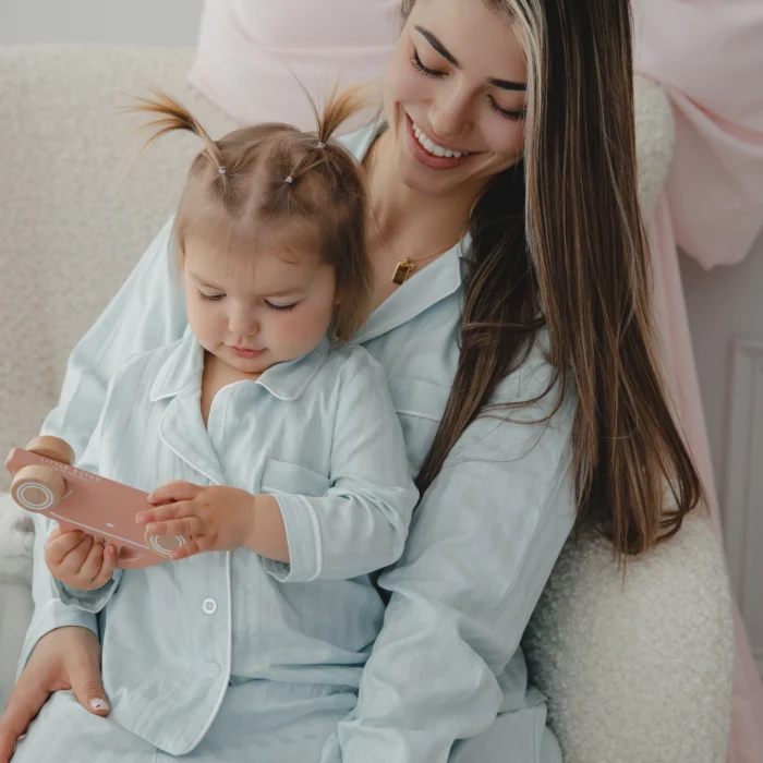 Комплект Мама (дълга) и аз синьо райе