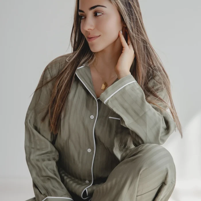 Пижама зелено райе