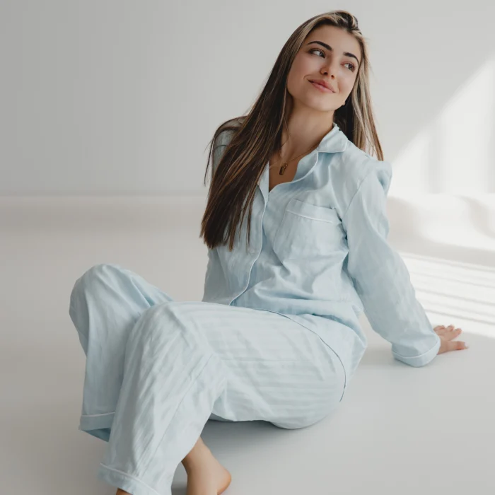 Пижама синьо райе